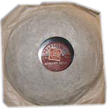 A Mimosa 'P' series 5½ inch record produced for Woolworths between 1921 and 1923. The more popular of the two sides typically carries a stamp to show that the price includes a royalty for that song