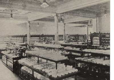The interior of Frank Woolworth's favourite store, Lancaster Pennsylvania, which was rebuilt in 1905. The six story building had electric light throughout.