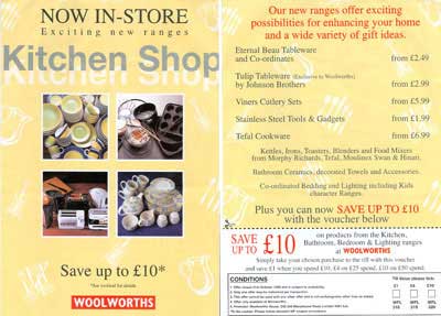A leaflet promoting the new Kitchen Shop in a City Centre Woolworths store