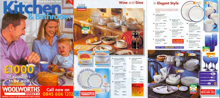 Kitchen and Bathroom Woolworths Direct Catalogue from the year 2000, which included an extended range of China and Glass, which was available for Home Delivery, some years before the Big Red Book
