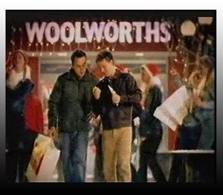 Superstars Ant and Dec (Anthony McPartlin and Declan Donnelly) in a Woolies Christmas Television Advertisement in 2001