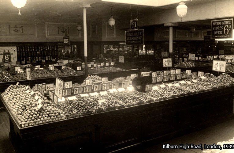 Huge displays of Autumn Bulbs in the Kilburn High Road, London store in 1939, just days before war was declared