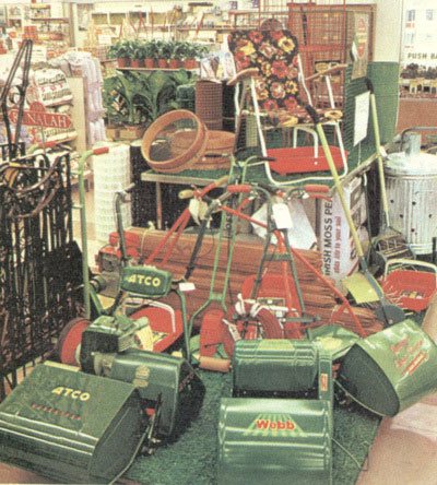 Cylinder and Petrol Lawnmowers were added to the Woolworth range as part of its first out-of-town 'Woolco' superstore, which opened in Oadby, Leicester in 1967.  They also became popular sellers in the largest City Centre superstores.