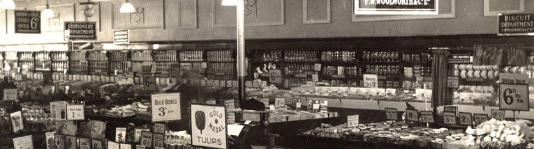 Tulips and bulbs on sale at the Woolworth store in Staines, Middlesex in around 1930