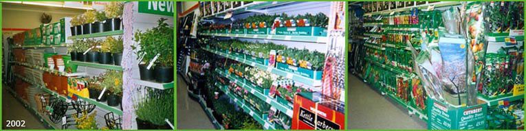 A full range of growing gardening on sale in a small 'Woolworths Local' in 2002. After this date the range was scaled back as the firm pursued a new 'Kids and Celebrations' strategy