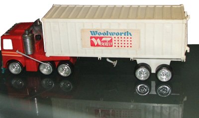 A plastic Woolworth and Woolco lorry as sold in the chain's US stores in around 1980
