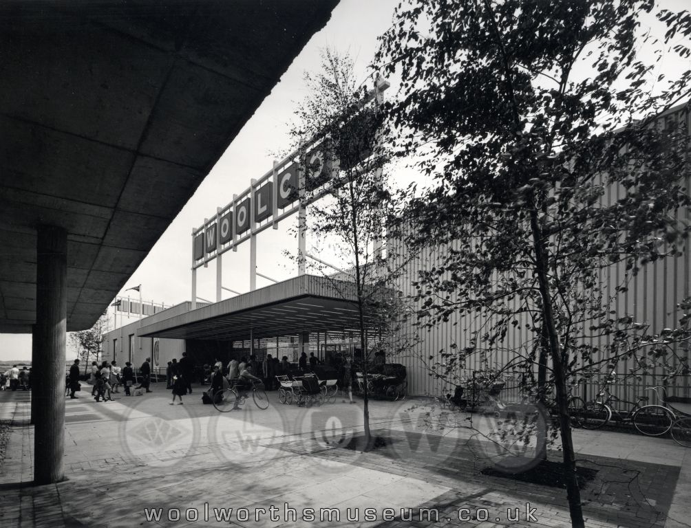 A wide view of the store front, taken shortly before opening in 1968